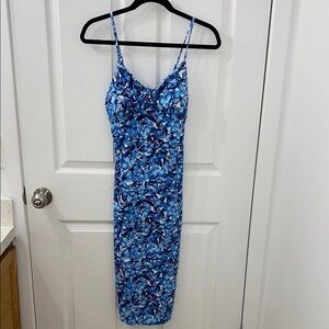 No Boundaries Blue Floral Midi Dress